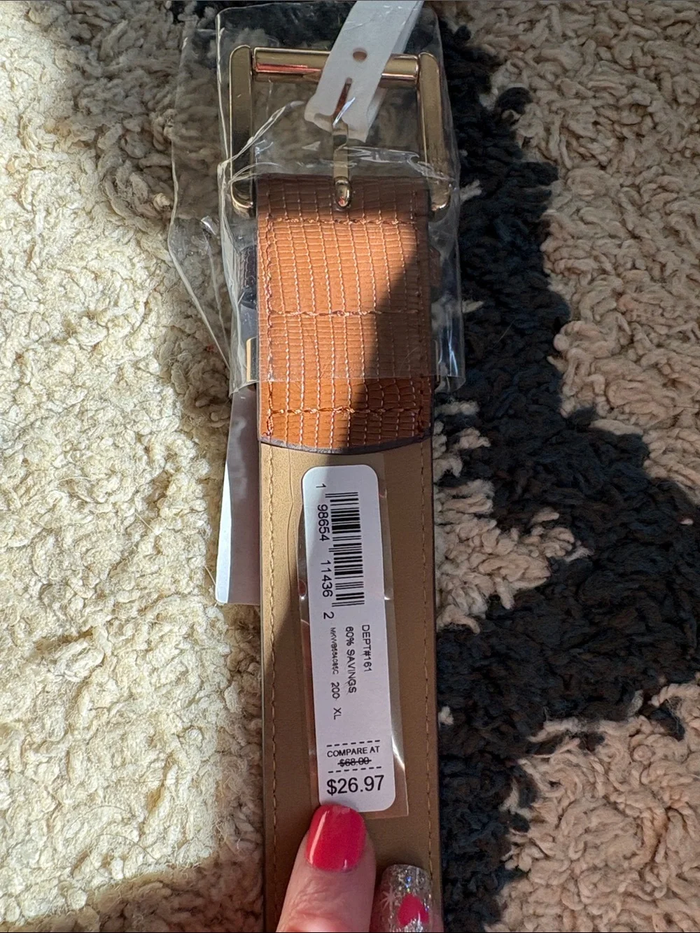 MICHAEL Michael Kors Tan Brown Textured Leather belt